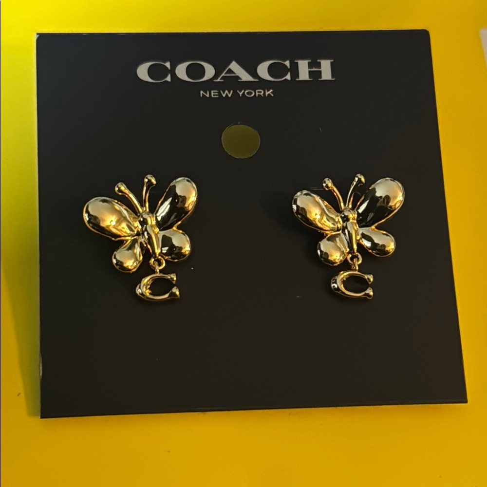 NWT Coach Gold Butterfly Earrings